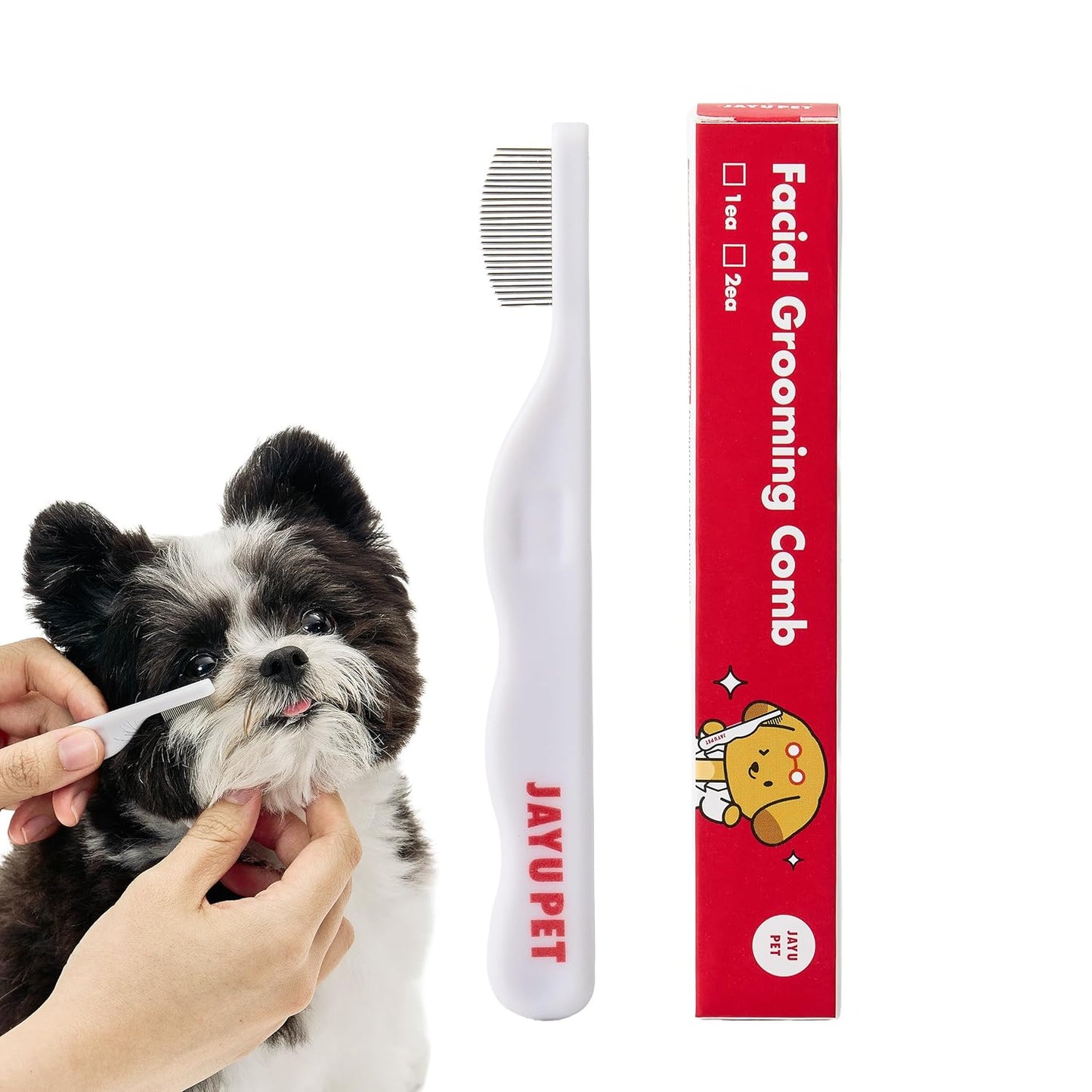 JAYU PET Facial Grooming Comb - Stress-Free Eye Gunk Remover for Dogs & Cats | Pet Facial Brush, Grooming Kit