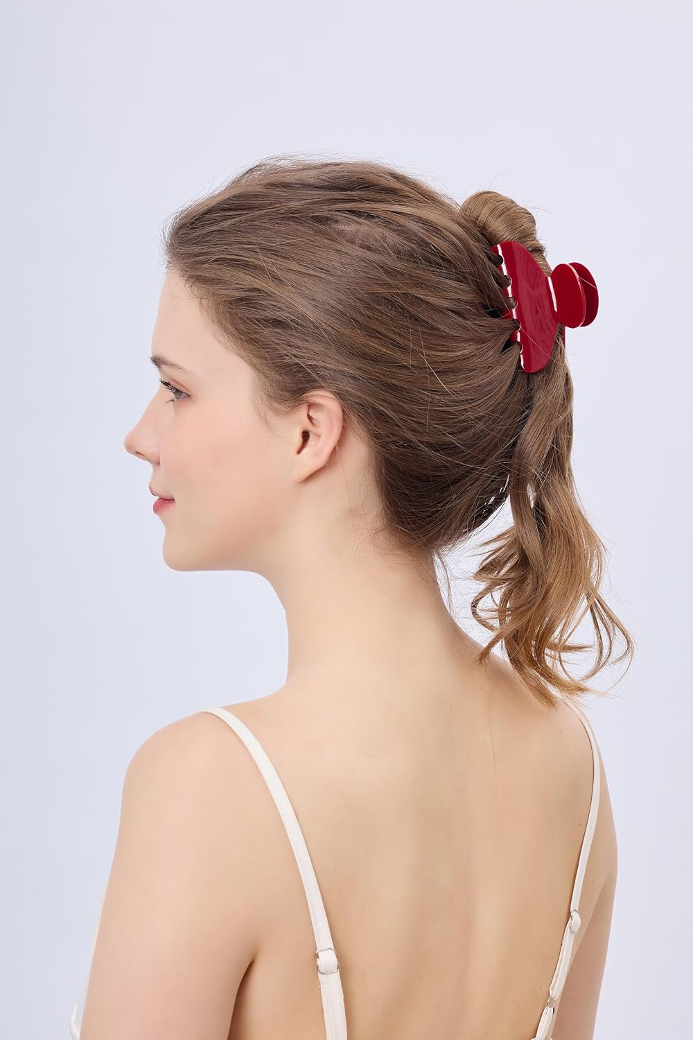 Cute Durable Acetate Hair Clips - 3-Inch Cherry Red Claw Clips for Fine & Medium Thick Hair