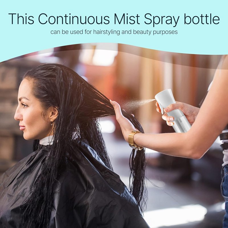 Hair Spray Bottle - Ultra Fine Continuous Water Mister for Hairstyling, Cleaning & Skin Care | Black, 6.8 Ounces