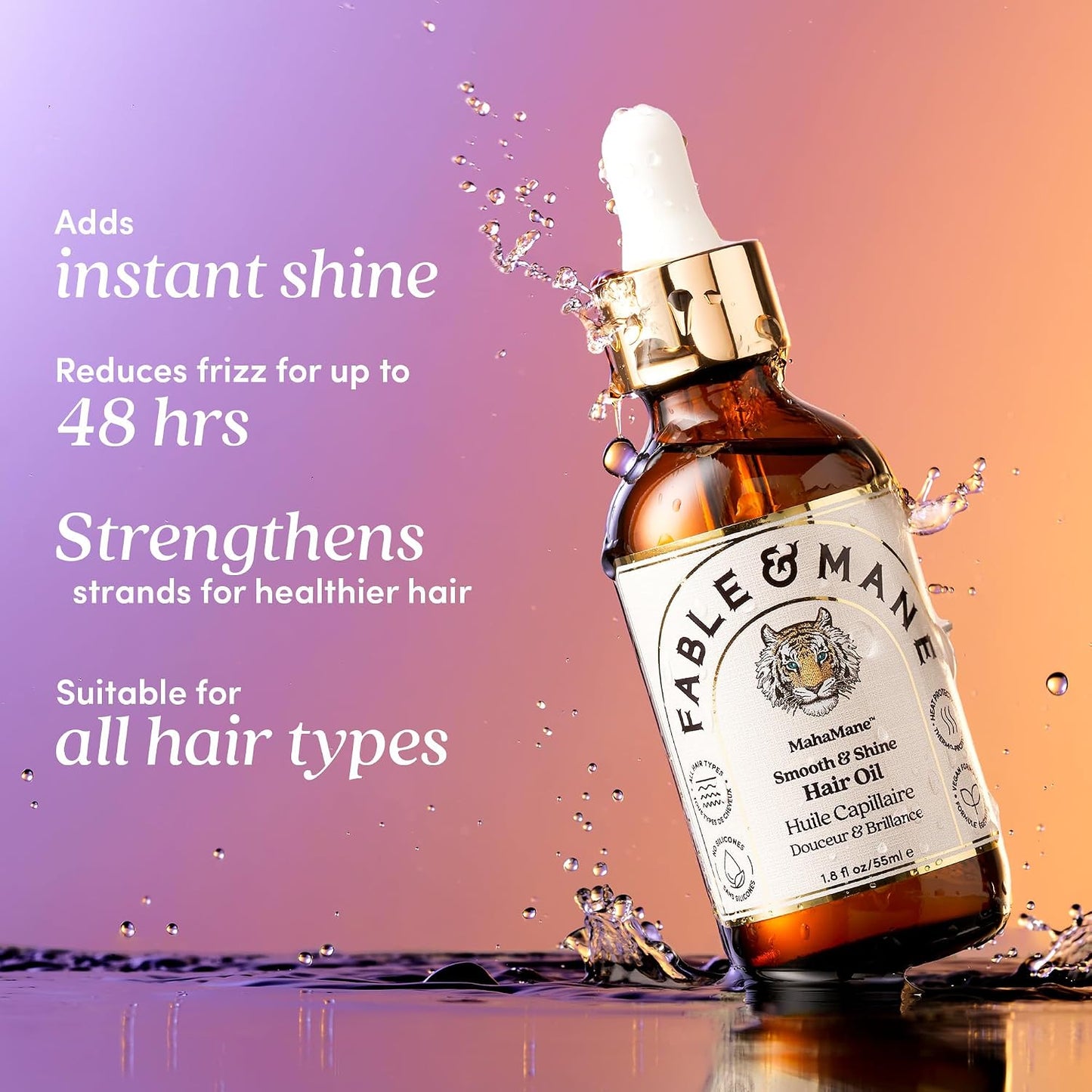 MahaMane Smooth & Shine Hair Serum - Protective Oil Treatment for Dry, Damaged Hair | 1.8 FL Oz