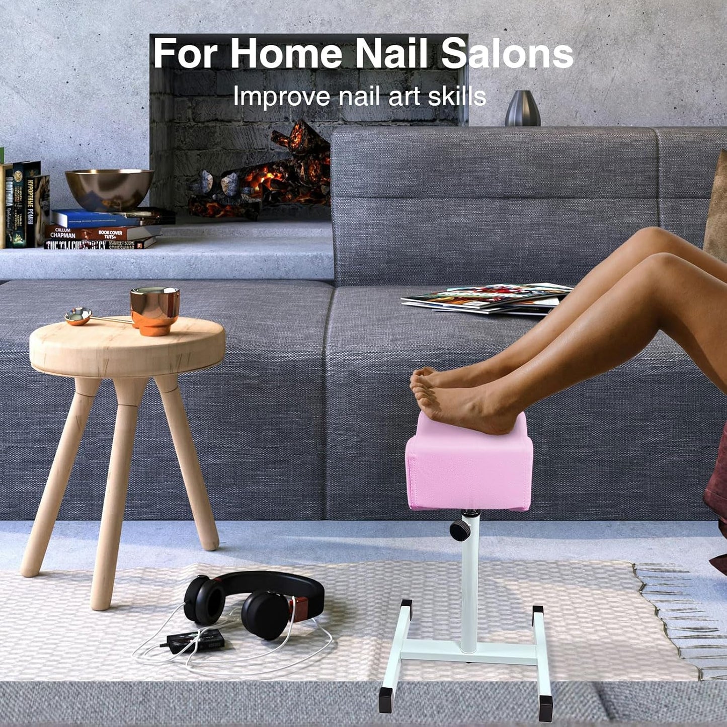 Adjustable Pedicure Foot Rest - Non-Slip Stool for Home & Office | Pink Color