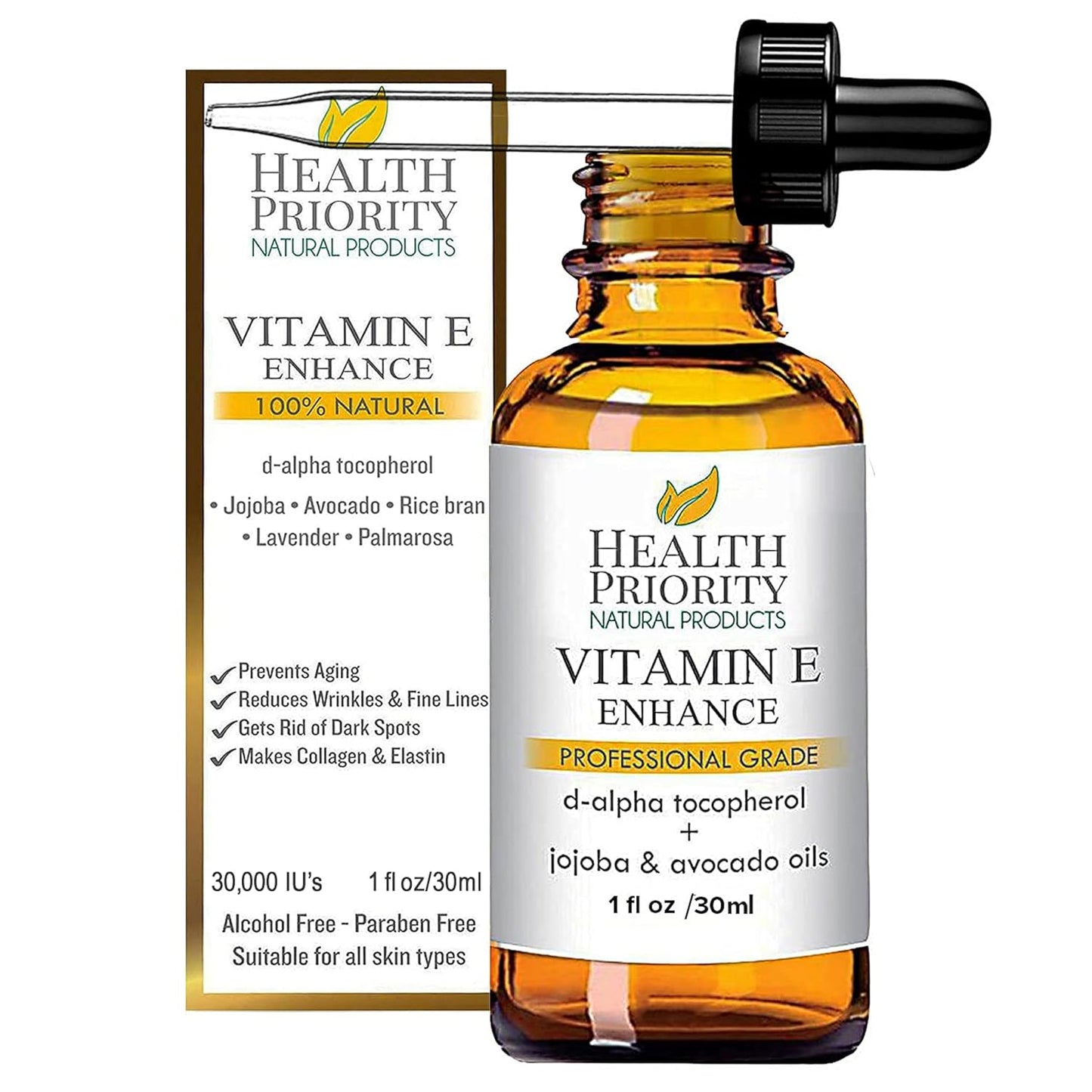 Vitamin E Oil - Organic, Handmade, Non-GMO - Nourishes Skin & Hair | 15,000 IU, 0.5 Fl Oz