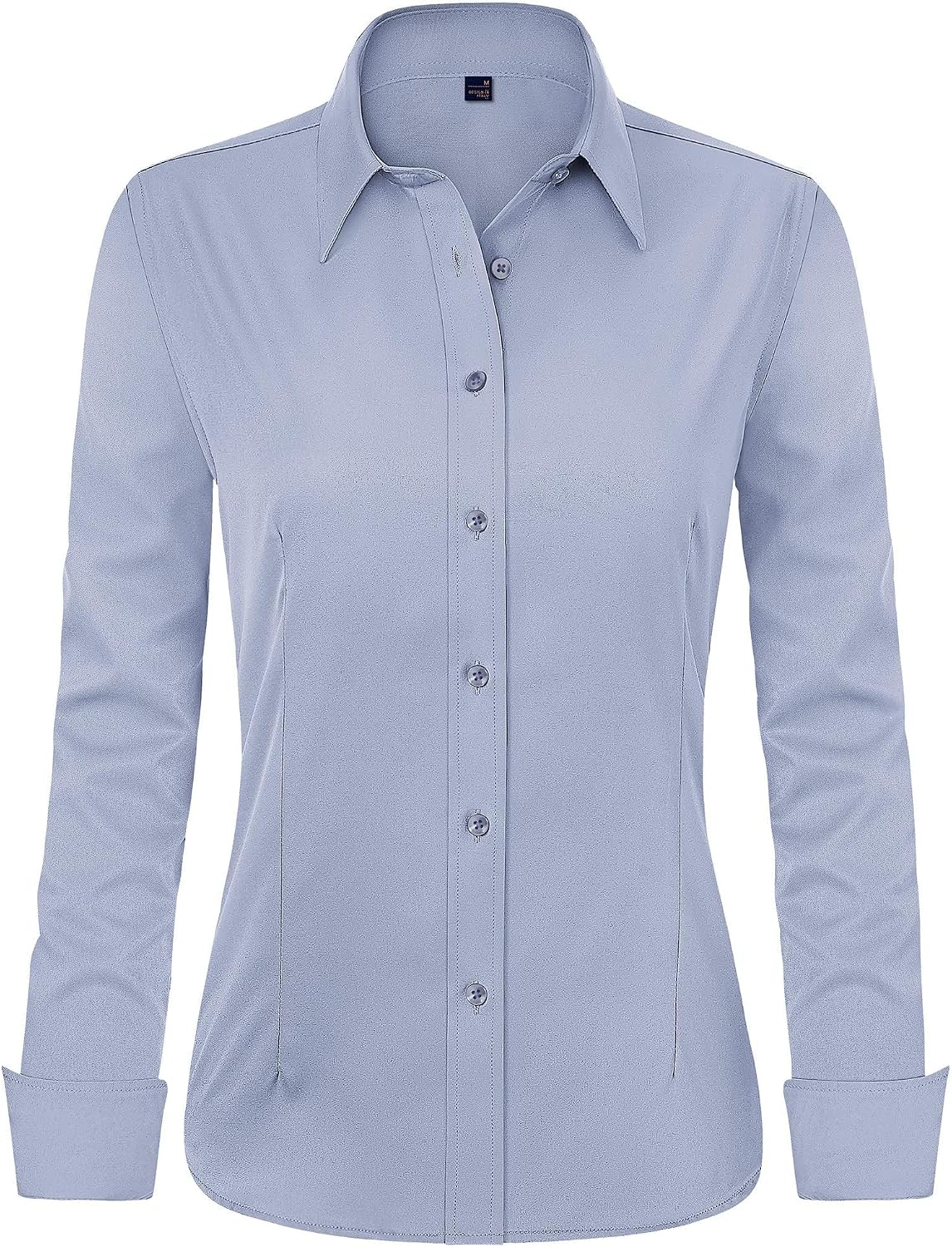 J.VER Women's Long Sleeve Dress Shirt - Wrinkle-Free Business Casual Blouse for Office Work