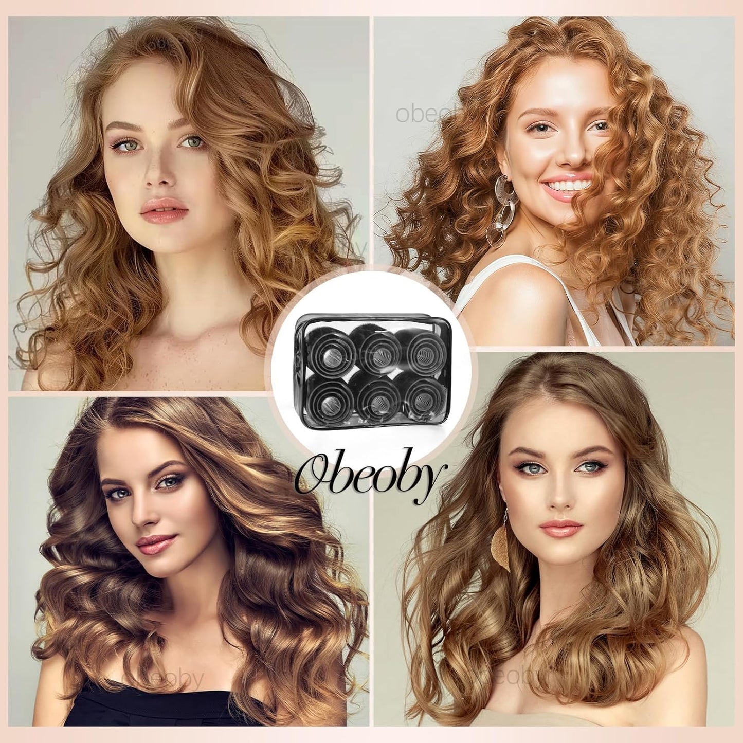 Self-Grip Hair Rollers Set - 50 Pcs Jumbo Curlers for Long & Short Hair | Includes Clips, Black (25mm-60mm)