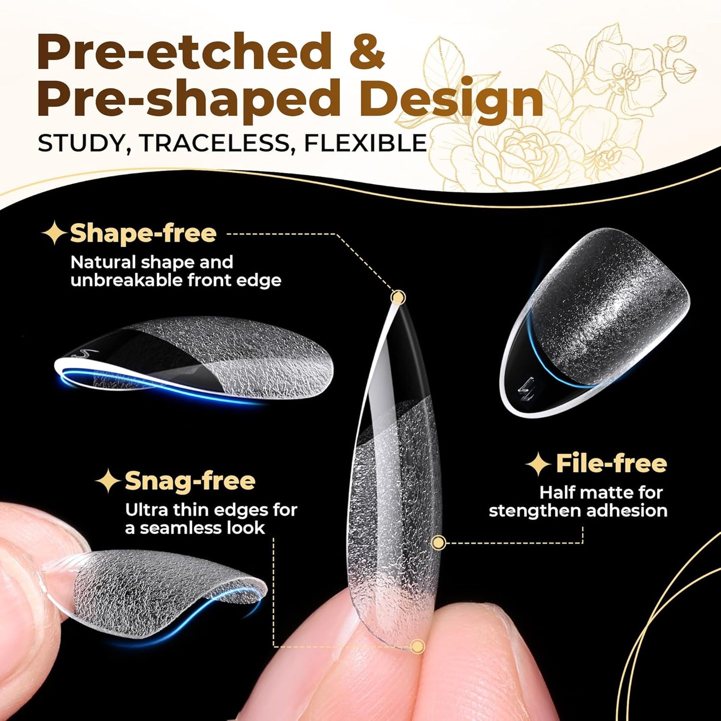 Short Oval Almond Fake Nails - 504pcs Press-On Gel Nail Tips for Home DIY & Salon | 12 Sizes Available