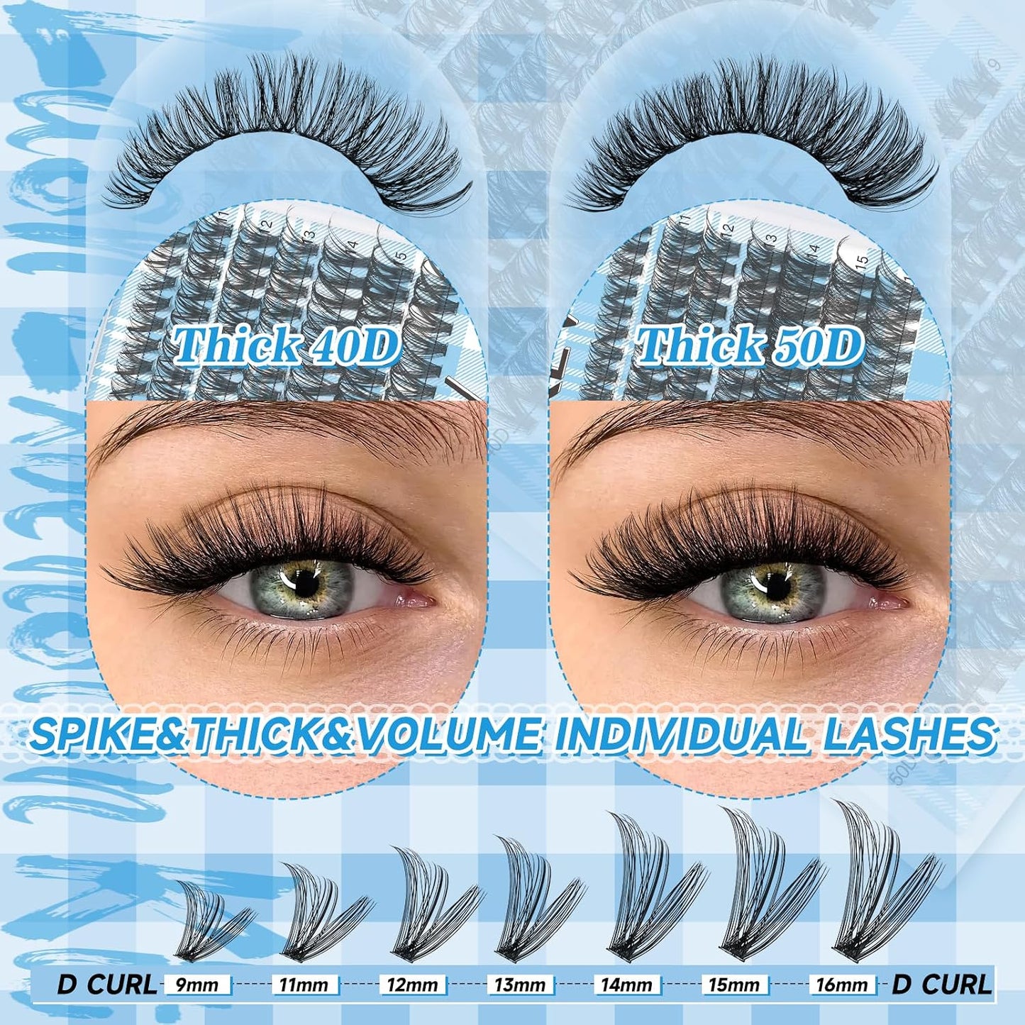 Lash Extension Kit - 280 Pcs Individual Lashes with Bond & Seal | 40D/50D, 9-16mm Clusters
