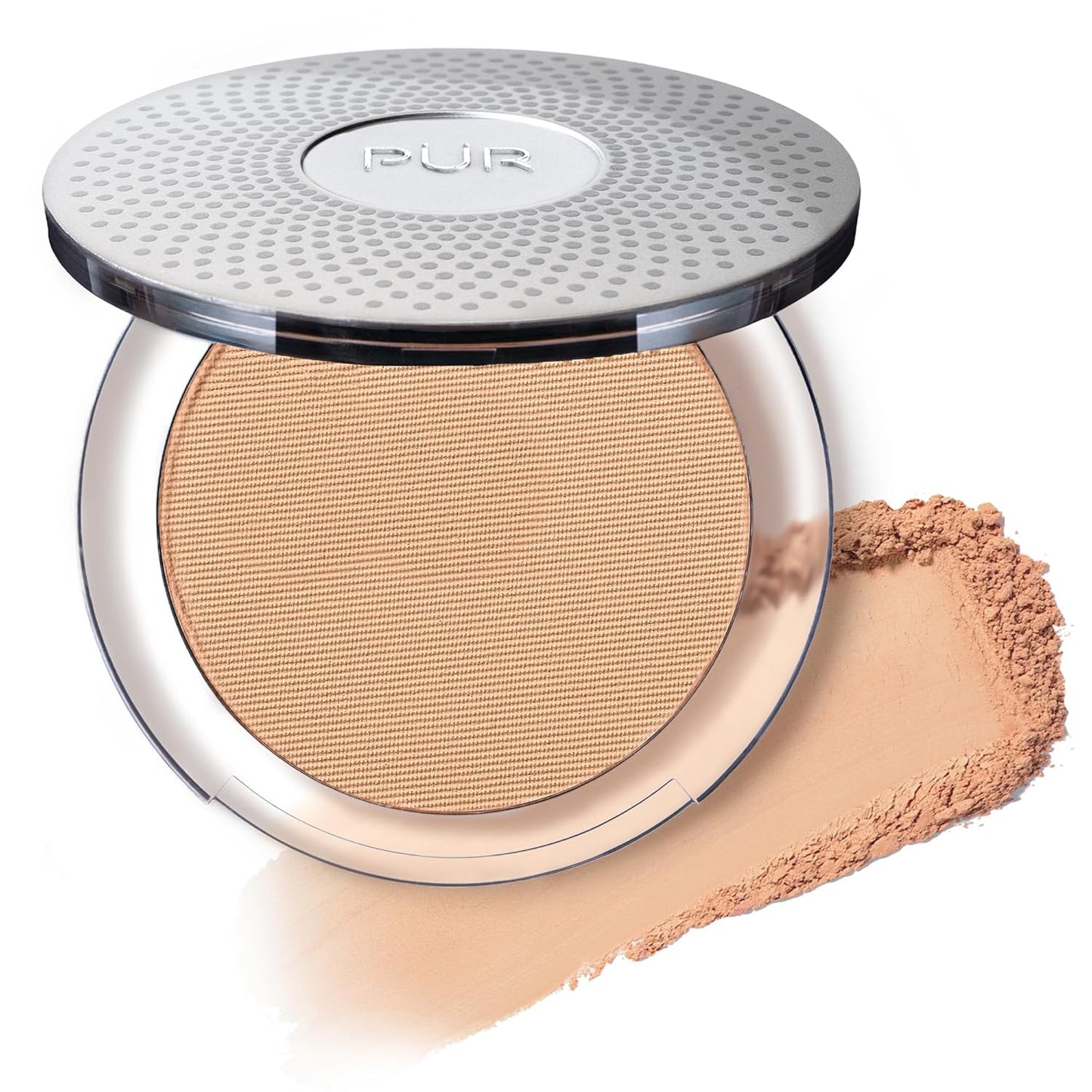 PÜR MINERALS 4-in-1 Pressed Mineral Makeup Powder Foundation with SPF 15 | Buildable Medium to Full Coverage Compact