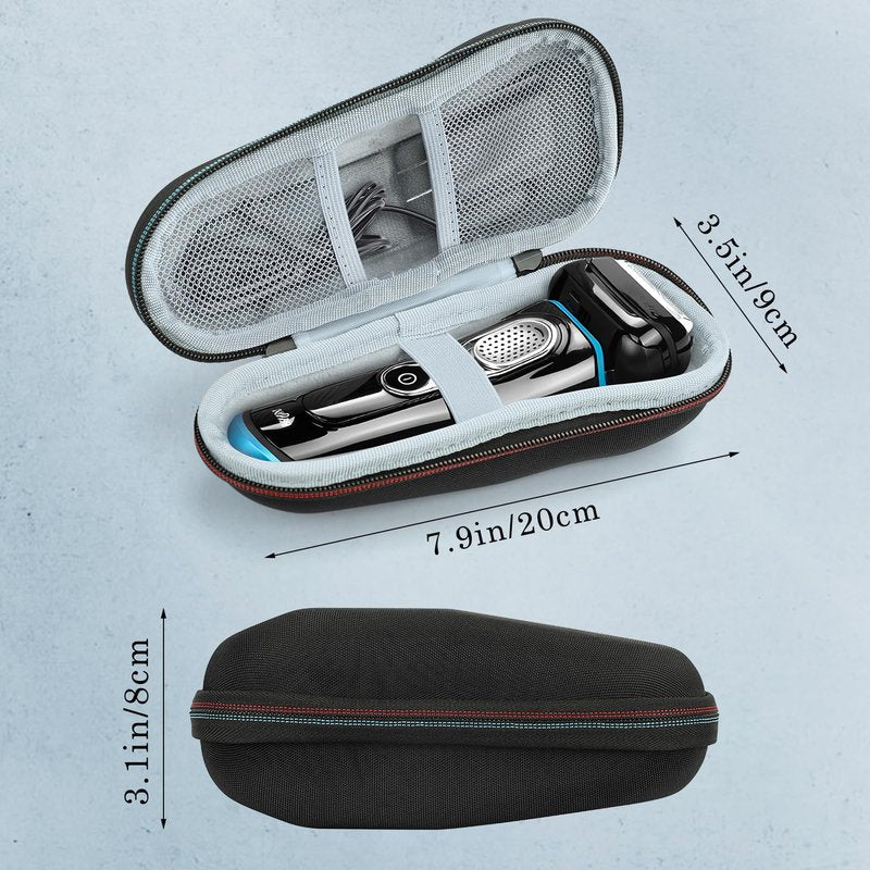 SyuCeia Braun Shaver Travel Case - Hard EVA Protective Holder for Series 3/5/6/7/8/9 Pro+ & All Models (Fits 3s, 5s, 7s, 8s, 9s)-Water-Resistant Men's Electric Razor Storage Pouch for Gym & Vacation