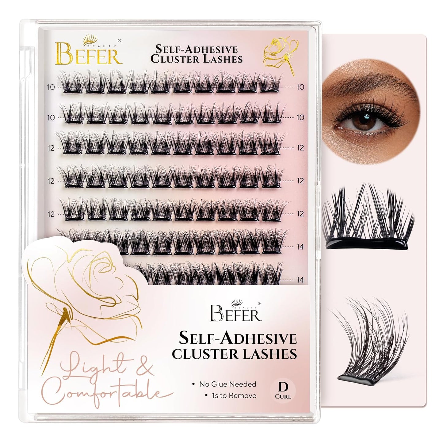 Self-Adhesive Eyelash Clusters - D Curl 10-16MM | Natural Look, Reusable & Easy DIY Application