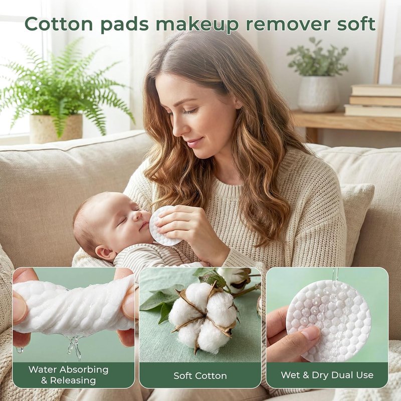 Extra Large Cotton Rounds - 3.14'' Disposable Makeup Remover Pads | Multi-Layer for All Skin Types (50 Count)