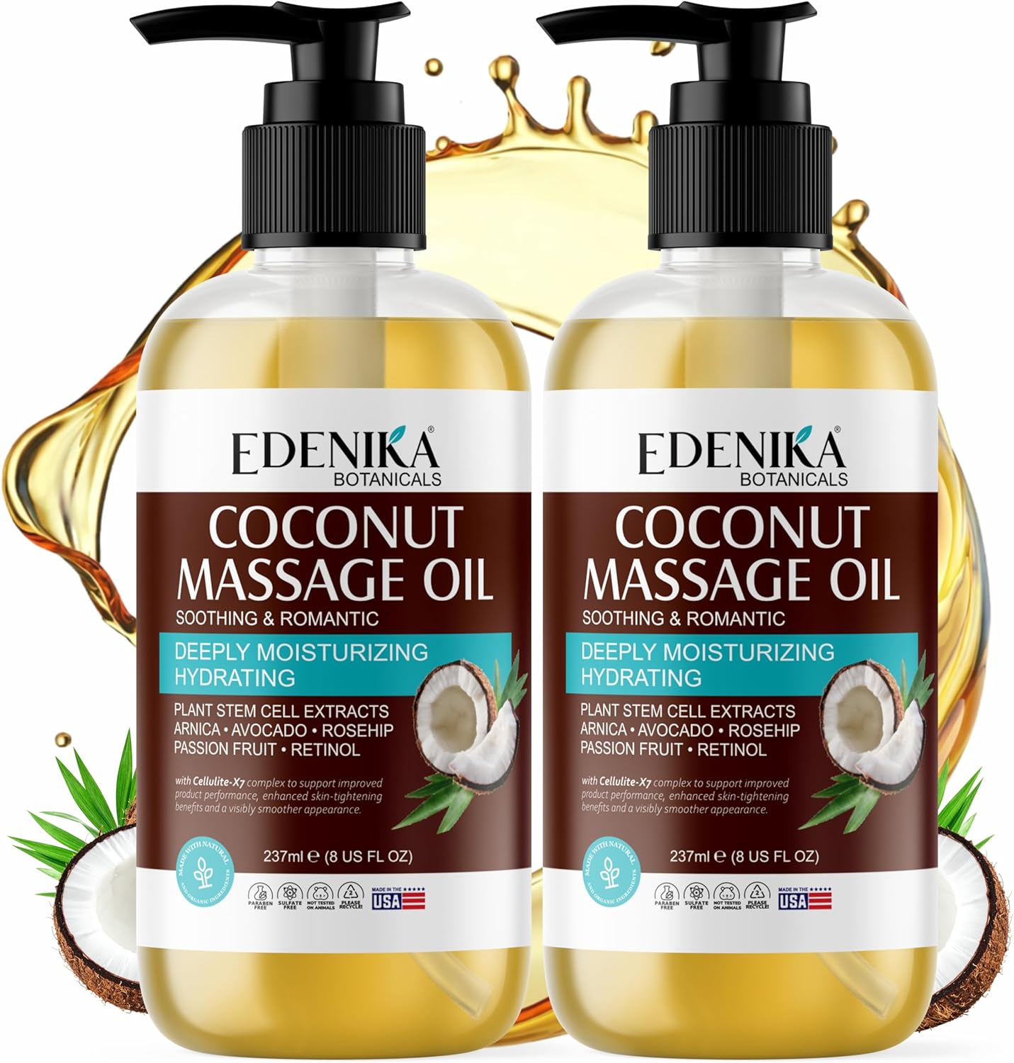 Tropical Coconut Massage Oil - Soothing & Hydrating Blend with Passion Fruit | 2-Pack