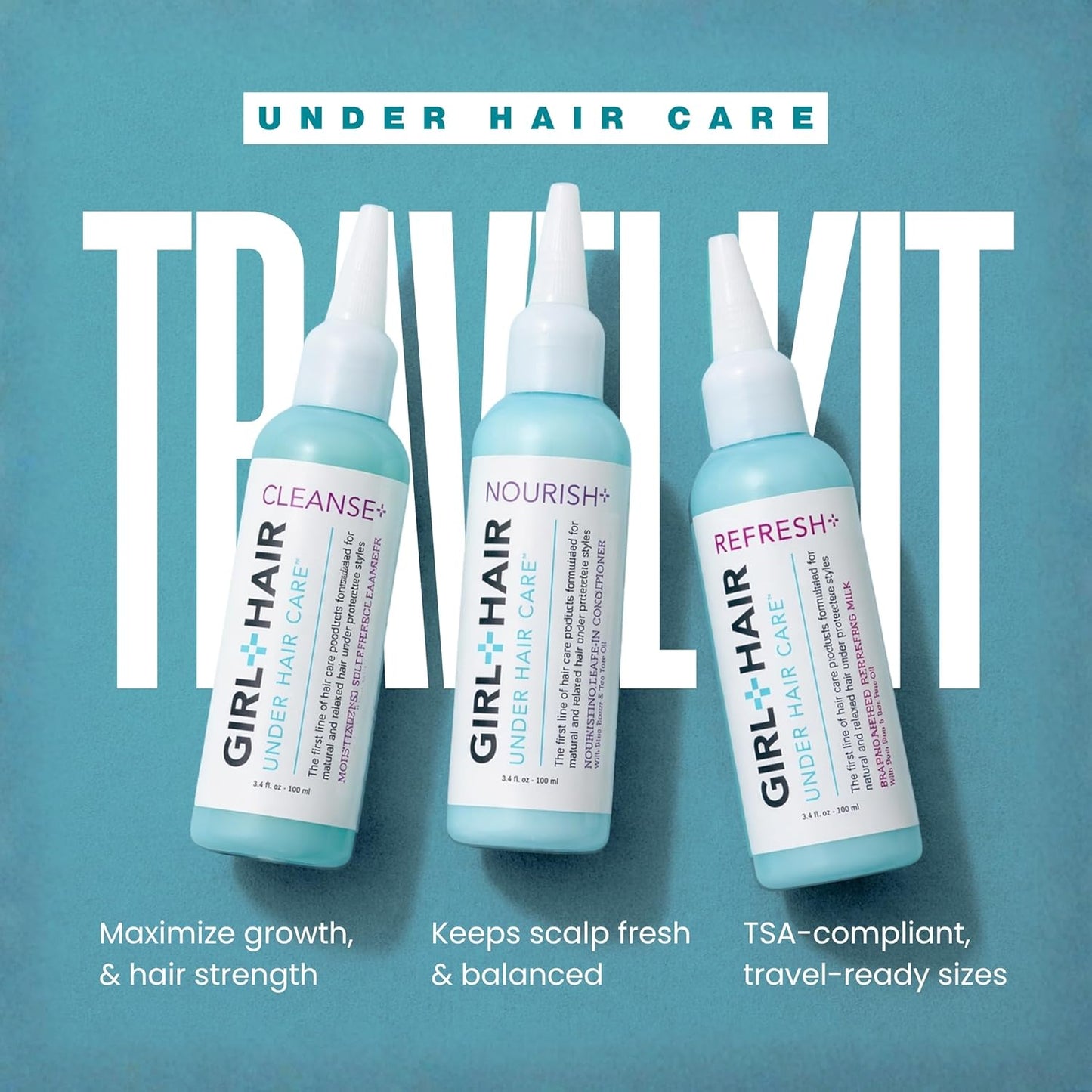 Ultimate Travel Hair Care Set - Strengthen & Nourish Hair | TSA-Compliant Kit (3 x 3.4 fl. oz)