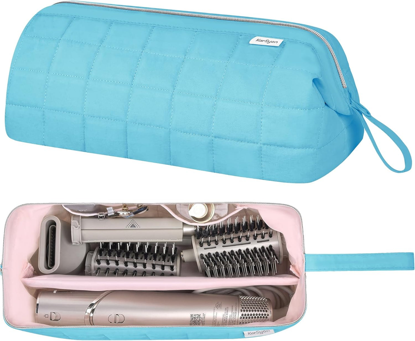 Dyson Airwrap Travel Bag Organizer - Stylish Pink Case for Hair Tools & Accessories | Fits Shark Hair Dryer & Revlon Attachments