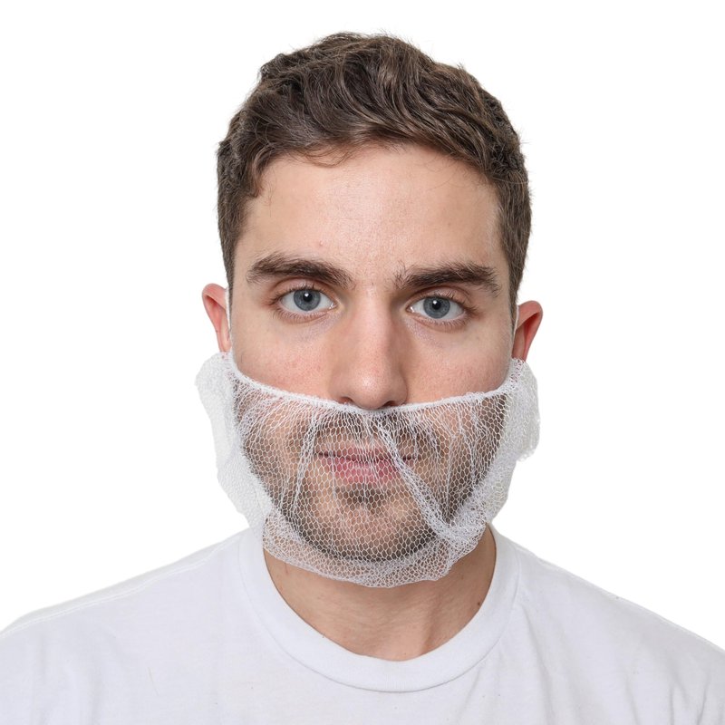 SAFEKO Disposable Honeycomb Nylon Beard Nets | Breathable, Durable | 100 Count [WHITE | 18"]
