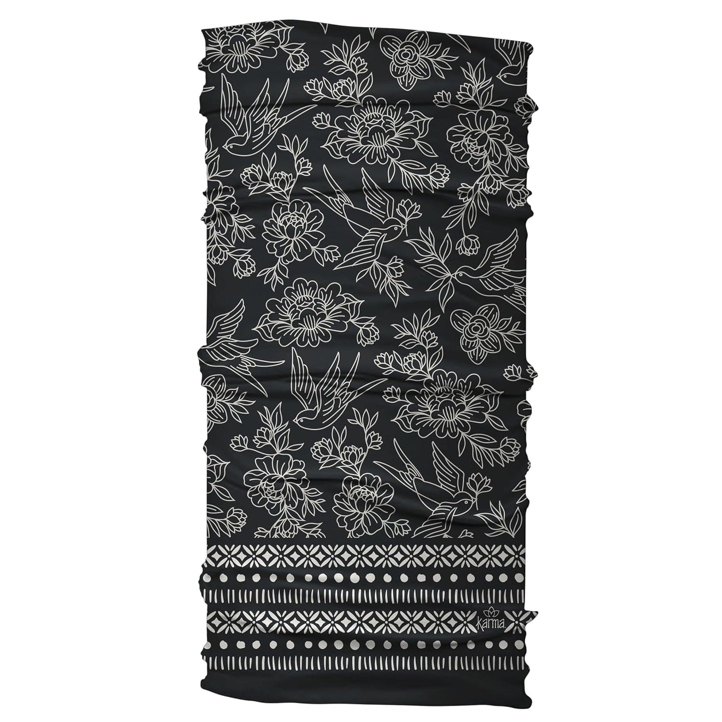 Karma Sparrow Headband for Women - Wide Fabric Hair Scarf | Black & White Stretchy Design