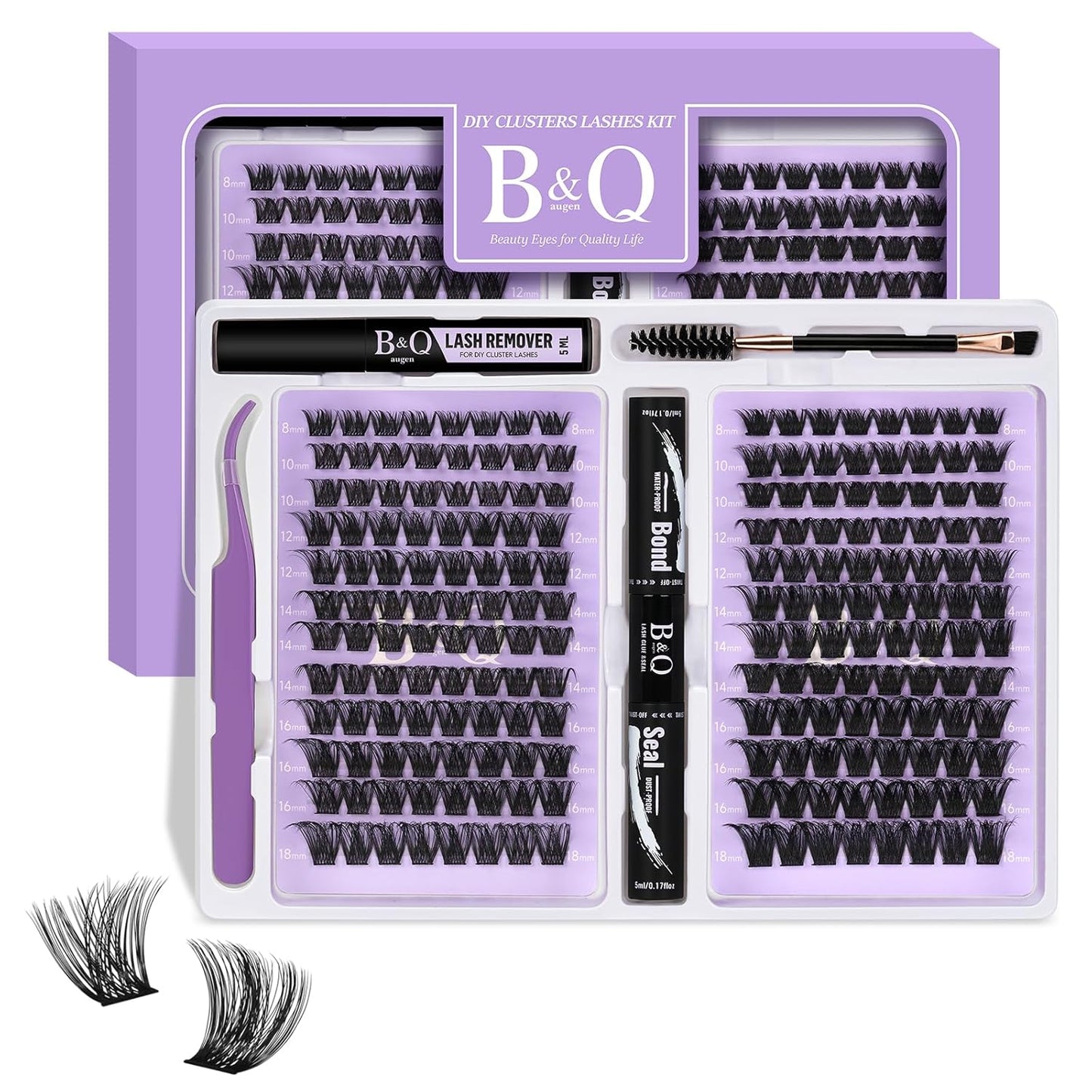 Lash Clusters - Fluffy Wispy Voluminous 144 PCS | Lightweight Feathered Eyelash Extensions 8-18mm, Waterproof