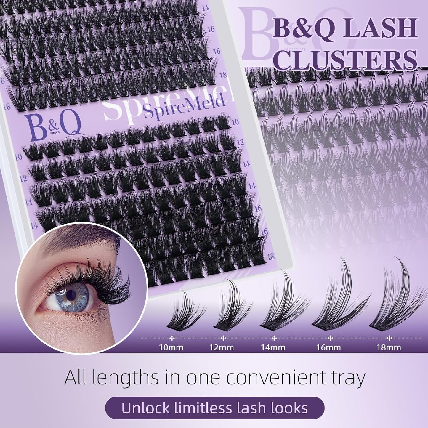 Fluffy Lash Clusters Kit - 0.03mm Ultra-Fine Manga Eyelash Extensions | Mixed Length 10-18mm for Voluminous Look