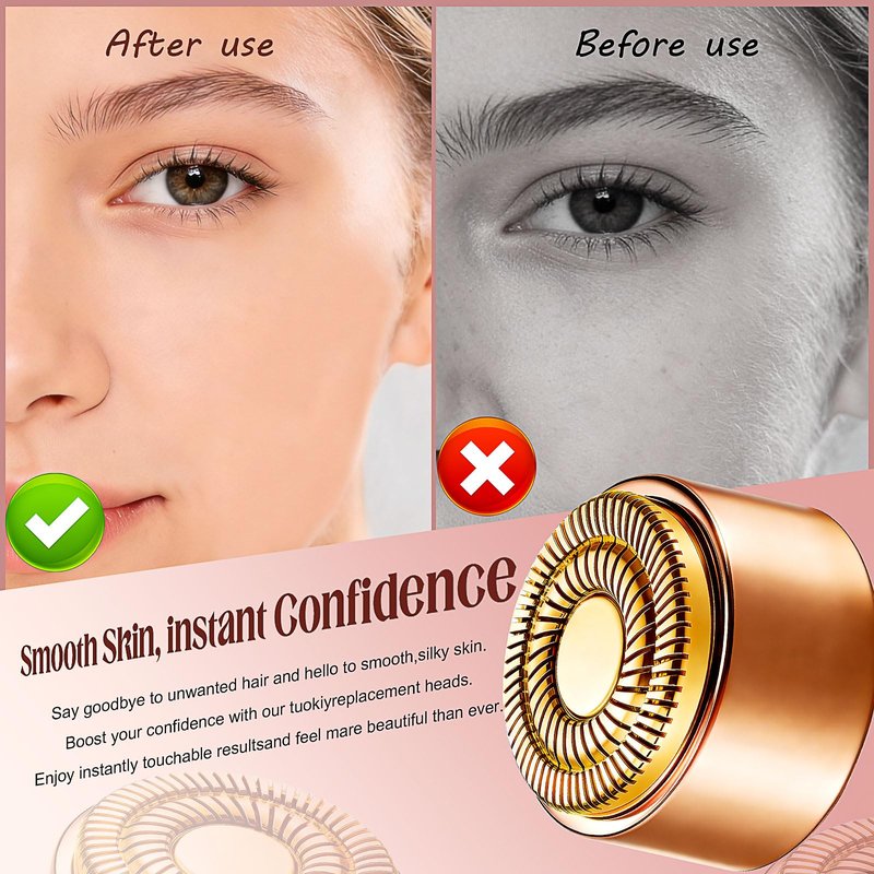 Gen 3 Replacement Heads For Finishing Touch Flawless Hair Removal, Double Ring Replacement Blades for Flawless Facial Hair Remover, Rose Gold (Gen3-8pack)