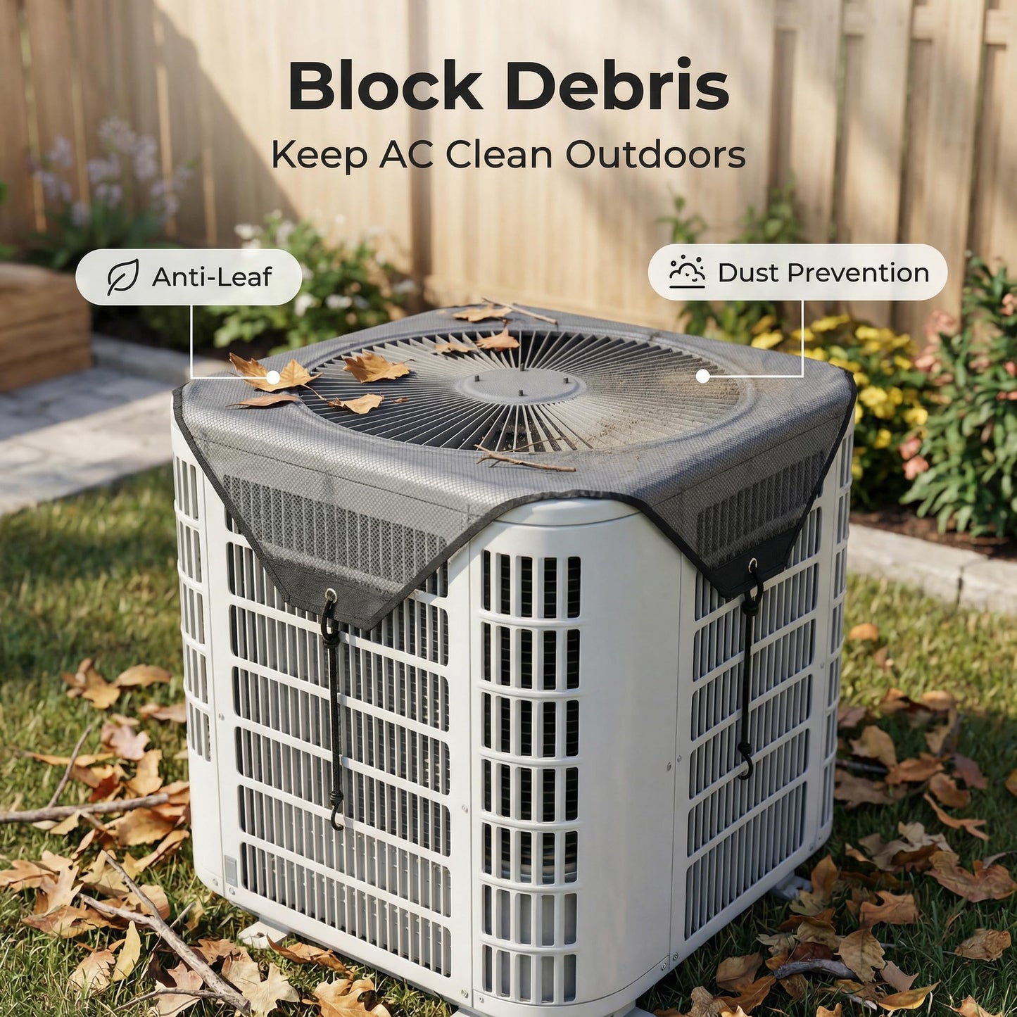 Moorrlii Air Conditioner Cover, AC Cover for Outside Unit with Zipper & Air Vents, Waterproof, UV Resistant, Universal Fit for Most Central Air Conditioner Condensers (Black-basic, 36'' x 36'')