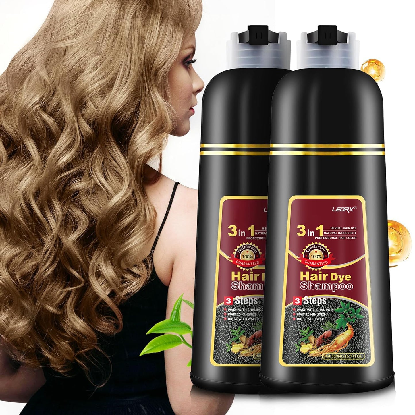 Luxury Blonde Hair Dye Shampoo - 3 In 1 Herbal Color Treatment for Women & Men | Instant Refreshing Formula