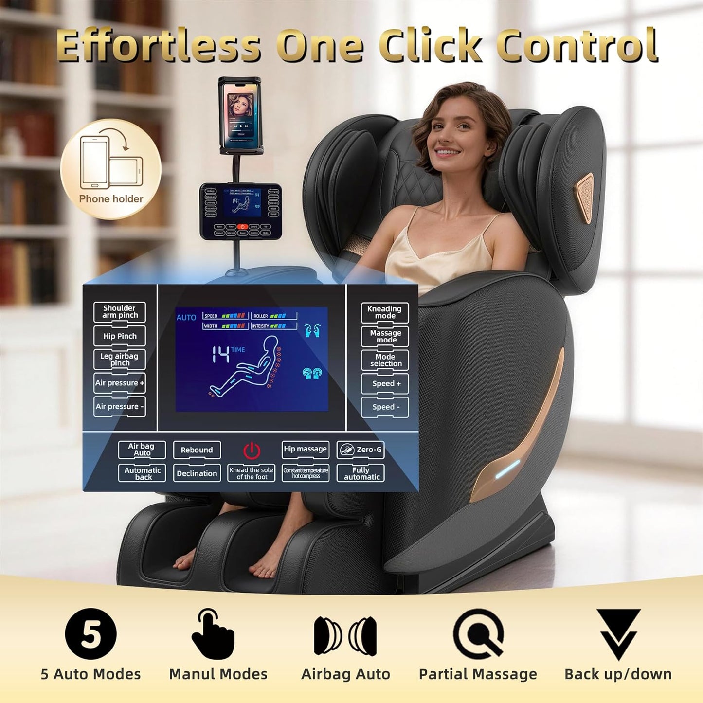 Full Body Massage Chair - Zero Gravity Recliner with 10-Point Roller, Heating & Airbags | Shiatsu Foot Roller for Ultimate Relaxation
