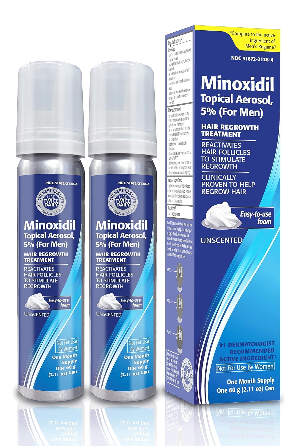 Minoxidil 5% Hair Regrowth Foam - 4-Month Treatment for Men | 2.11 oz (4 Pack)