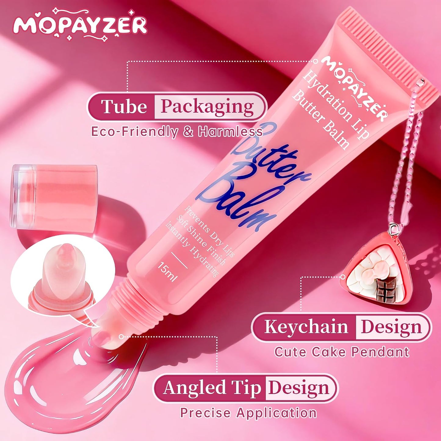 Glossy Lip Gloss Set - 4PCS High Shine Lip Makeup Kit for Teen Girls & Women | Long-Lasting with Cute Charms