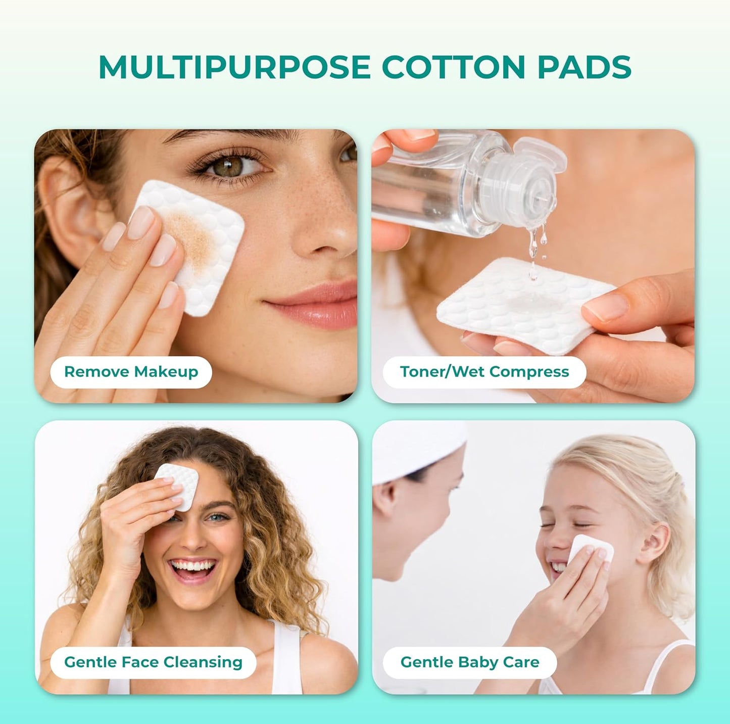 Deep Clean Cotton Pads - Textured Woven Makeup Remover Rounds | Thick & Tear-Resistant, 300 Count (Pack of 2)