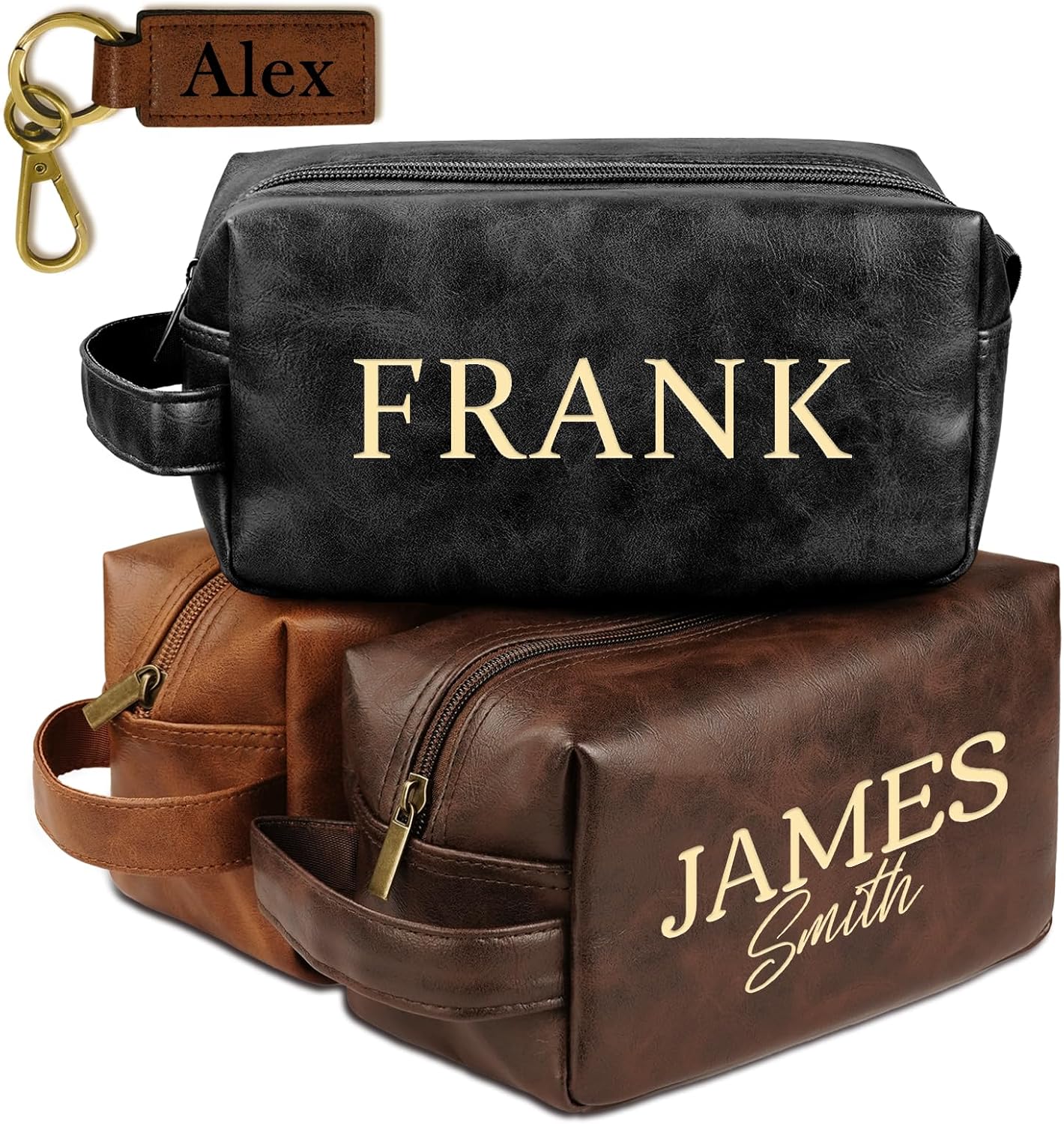 Personalized Toiletry Bag for Men - Custom Leather Travel Shaving Kit | Unique Graduation & Birthday Gift for Him