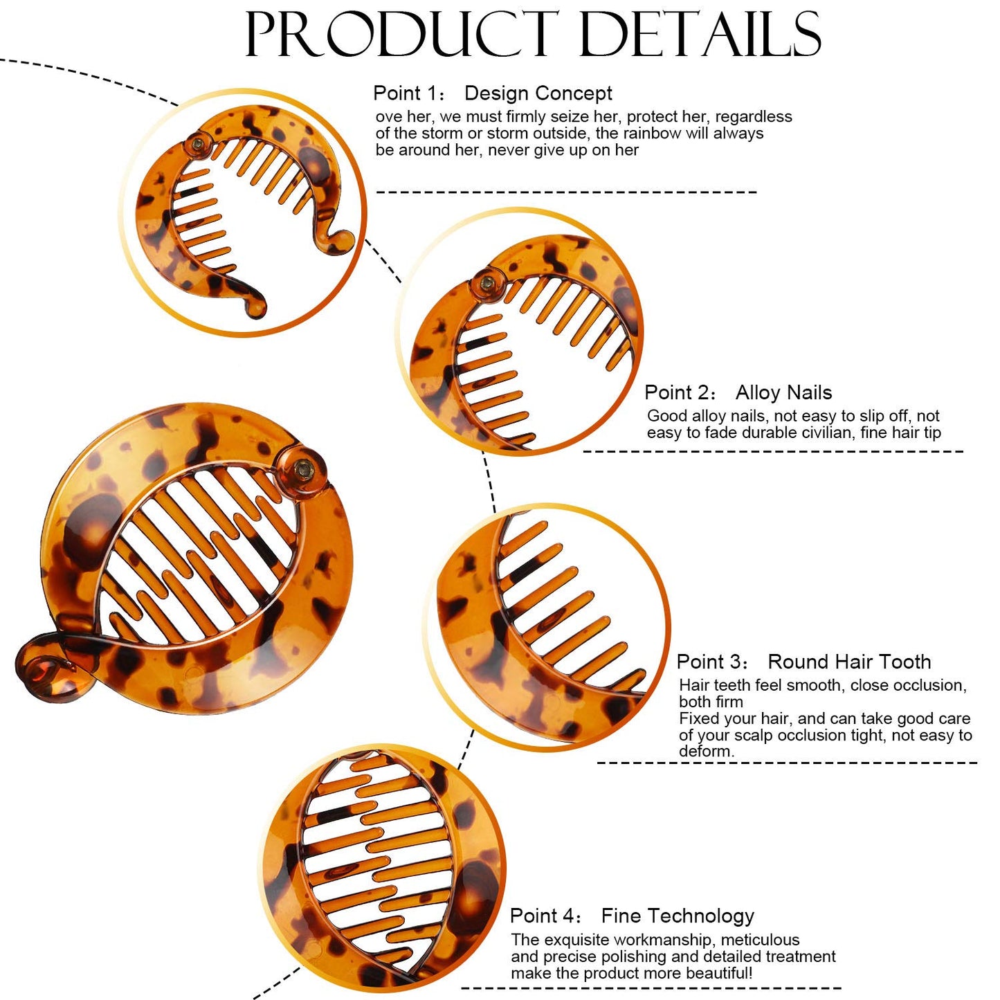 WILLBOND 6-Piece Banana Hair Clips Set | Fishtail Resin Combs for Women’s Hair Styling