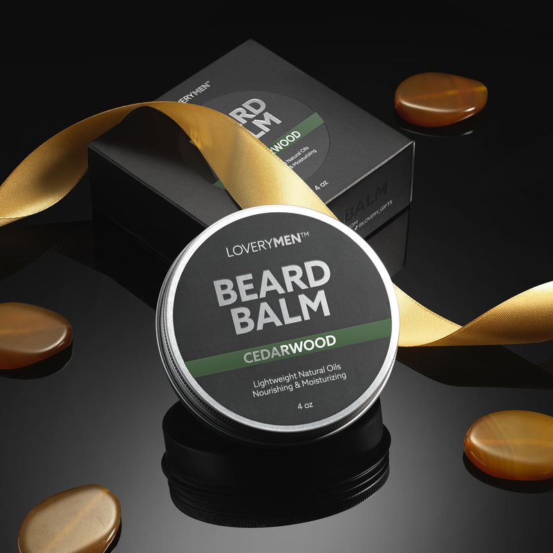 LOVERY Cedarwood Beard Balm, 4 Ounce All-Natural with Argan Oil Conditioning & Styling Beard Wax, Beard Cream & Softener, Beard Butter for Beard Grooming & Beard Care - Gifts for Him