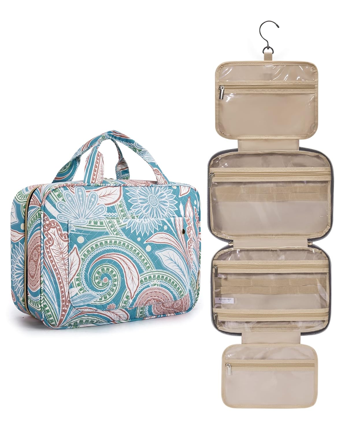 Toiletry Bag | Water-Resistant Travel Organizer with Hanging Hook - Medium Baby Pink