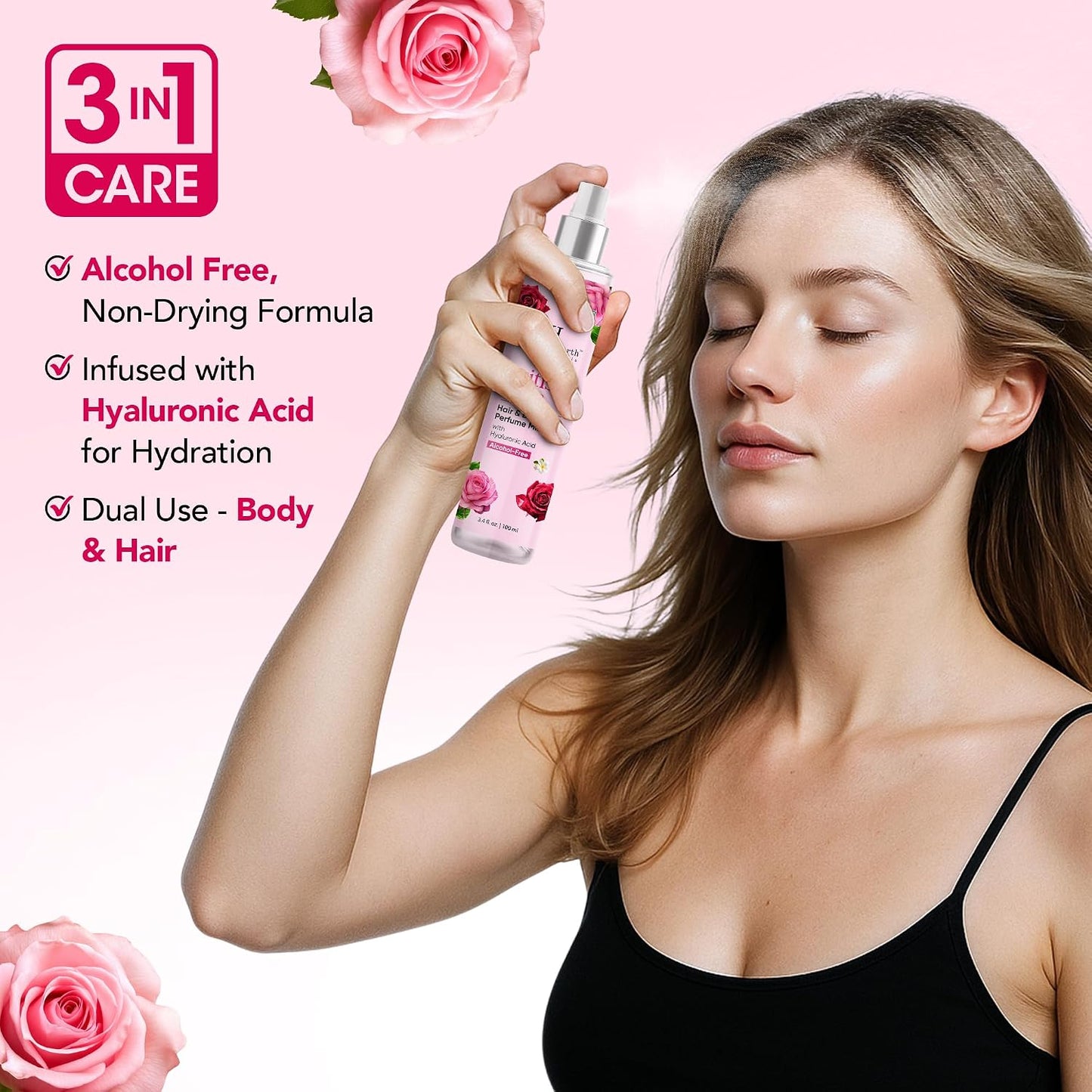 Botanic Hearth British Rose Hair Perfume - Long-Lasting Alcohol-Free Body Mist | 3.4 Fl Oz