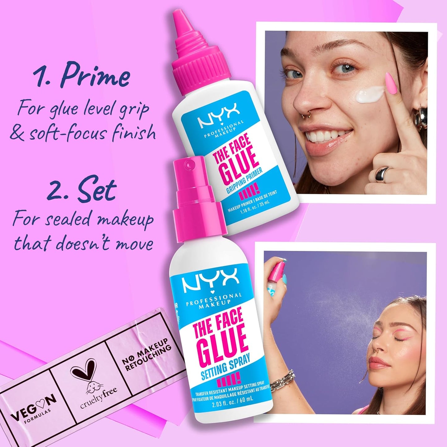 NYX Professional Makeup Face Glue Gripping Primer - Hydrating, Long-Lasting Formula for 24HR Wear | Vegan & Cruelty-Free