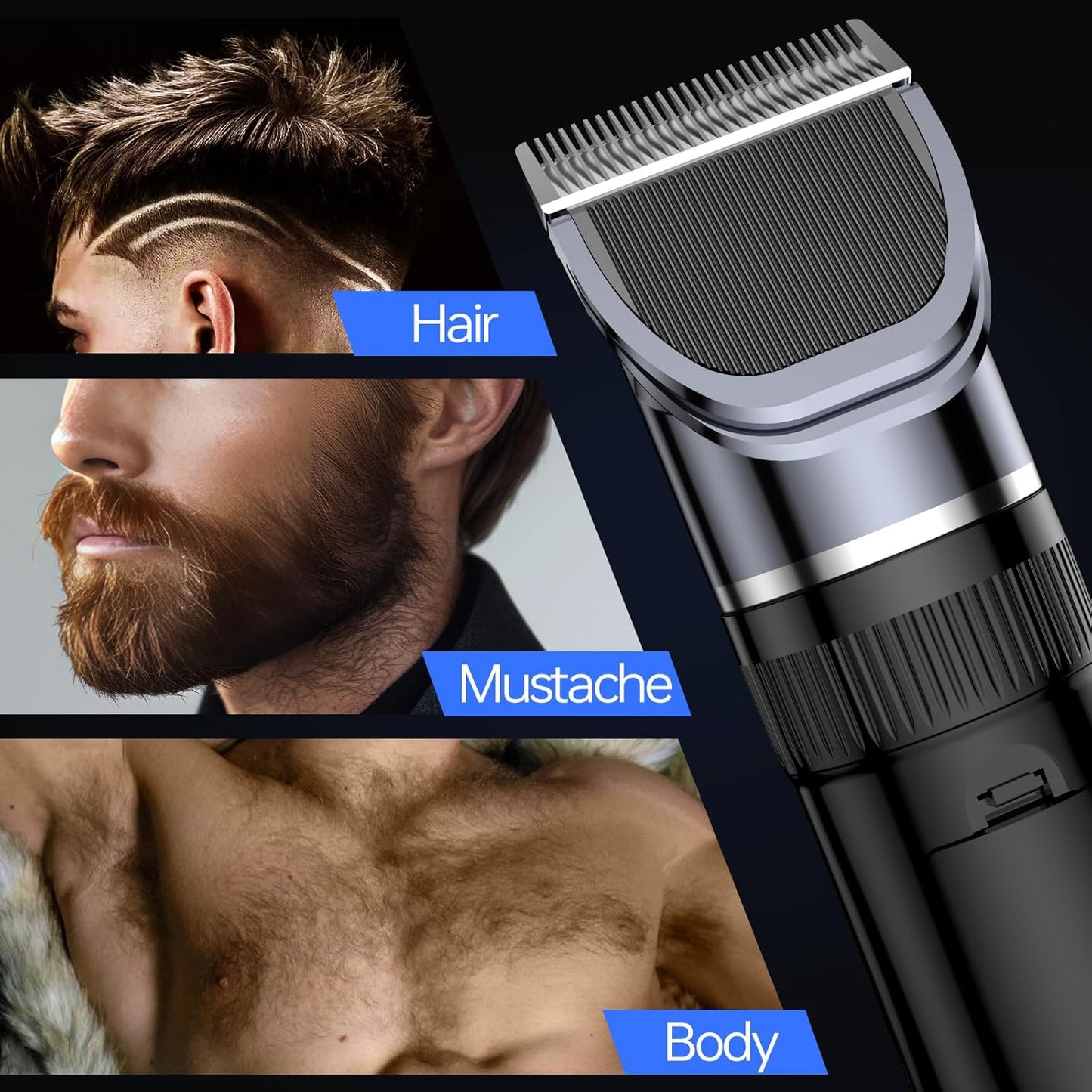 Men's Hair Clippers & Beard Trimmer Grooming Kit - Cordless Rechargeable Hair Clipper with LED Display for Professional Haircuts | Home Grooming Gifts