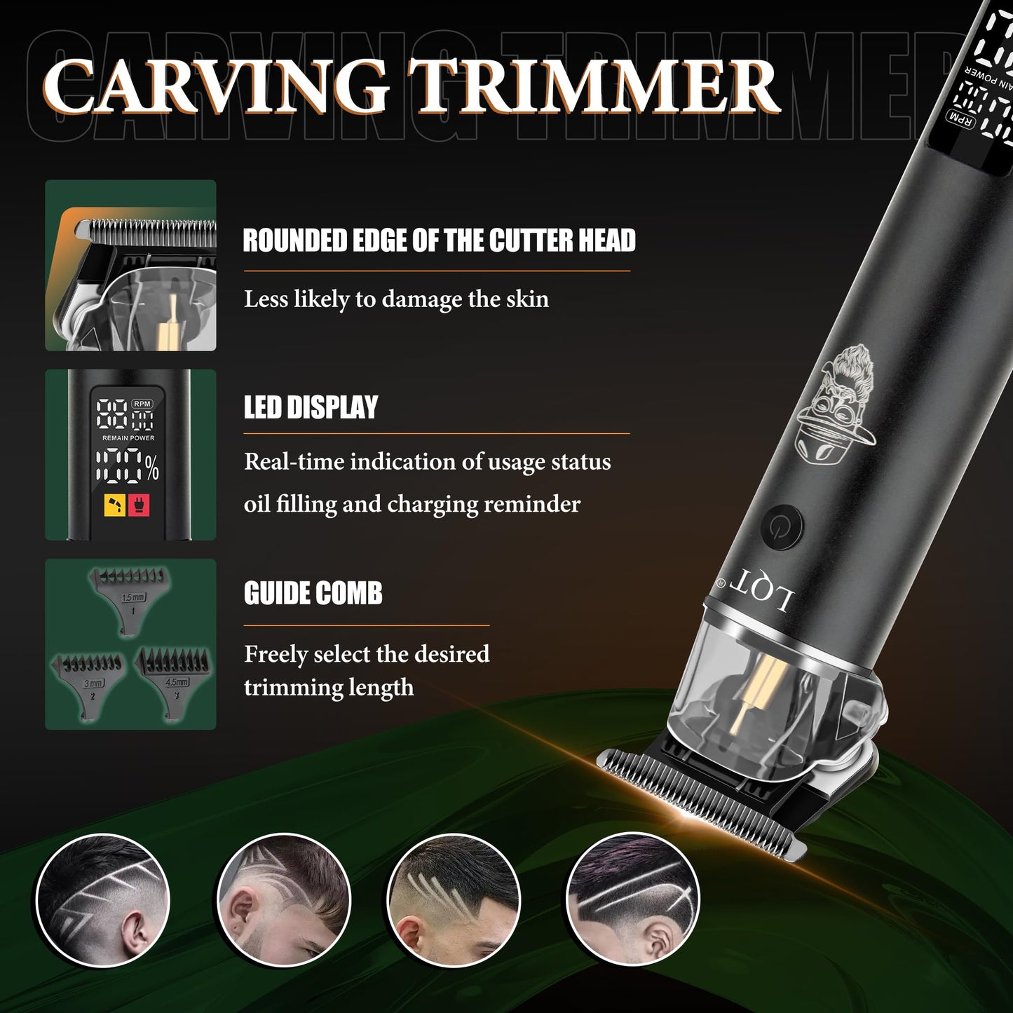 LQT Professional Barber Kit for Men,Cordless Hair Clipper, Beard Trimmer, Foil Shaver,Nose Hair Trimmer Set, Transparent Design, LED Display,Home Grooming Tools,Gifts for Men, Father's Day & Holidays