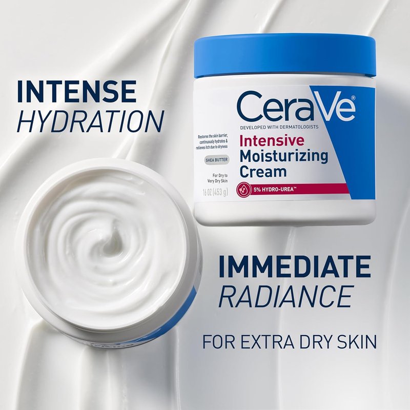 CeraVe Intensive Moisturizing Cream - 72H Hydration & Shea Butter Body Lotion for Extremely Dry Skin, 19oz