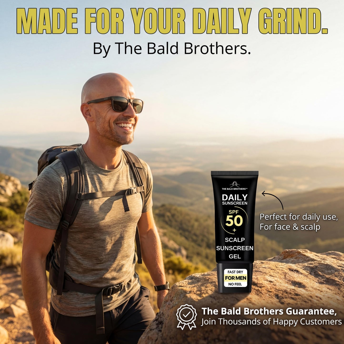 Daily Scalp Sunscreen Fragrance Free - SPF 50+ | Bald Head Care for Men | Everyday Face & Scalp Care | Matte, No Grease, Vegan | The Bald Brothers - 1.7fl.oz