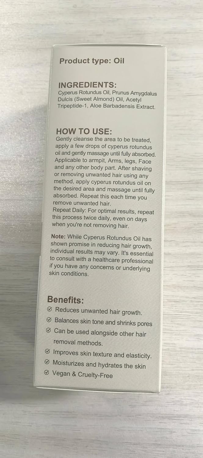 Cyperus Rotundus Oil for Men & Women | Natural Hair Growth Reduction, Hydrating & Pore Minimizing | 60ML x 2