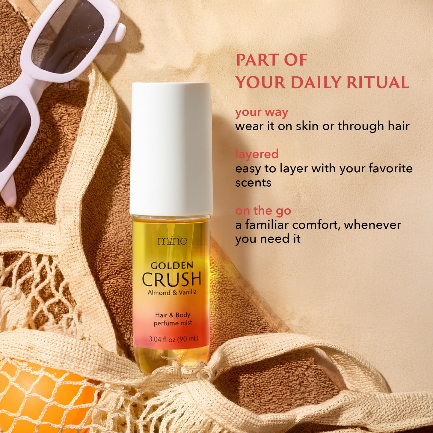 Golden Crush Hair & Body Mist — Warm Gourmand Vanilla, Pistachio & Salted Caramel | Alcohol-Free, Hair-Safe — 3.04 oz