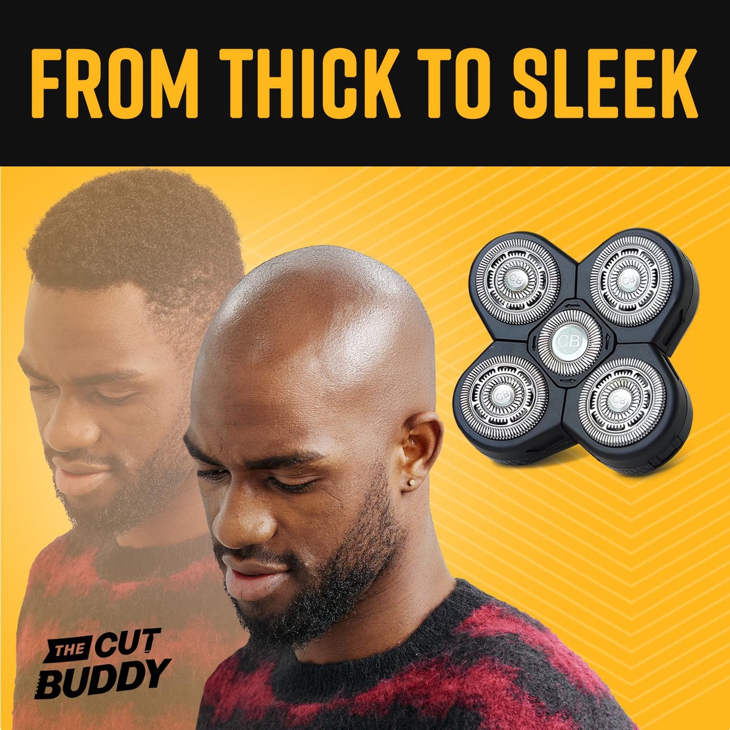 Deluxe Replacement Rotary Shaver Head, Universal Fit for Most Rotary Shavers, Designed for Textured Hair, Easy to Clean, The Cut Buddy