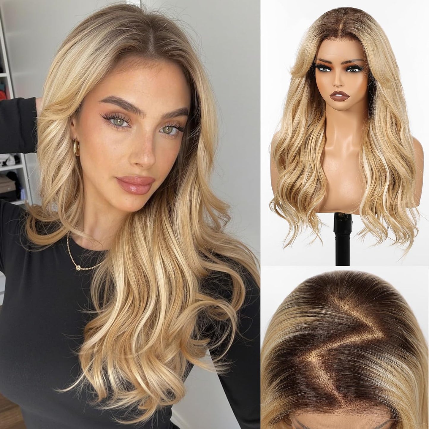 HD Lace Front Wig - 22 Inch Gray Long Wave Layered Synthetic Hair | Glueless Daily Wear for Women