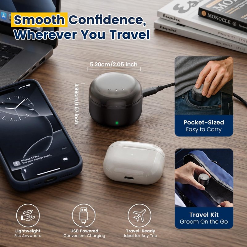 Nose Wax Kit: Nose Hair Wax Kit with USB Fast Heat & Smart Temp, Painless Nose Ear Hair Removal for Women & Men, 100g Hard Wax Beads, 30 Applicator Sticks for Eyebrow, Lip & Facial Hair, Travel Size