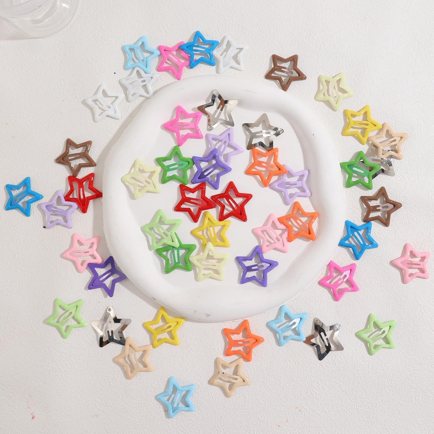 Drnytunk Star Hair Accessories - 50Pcs Colorful Metal Non-Slip Snap Hair Clips and Barrettes for Girls and Women
