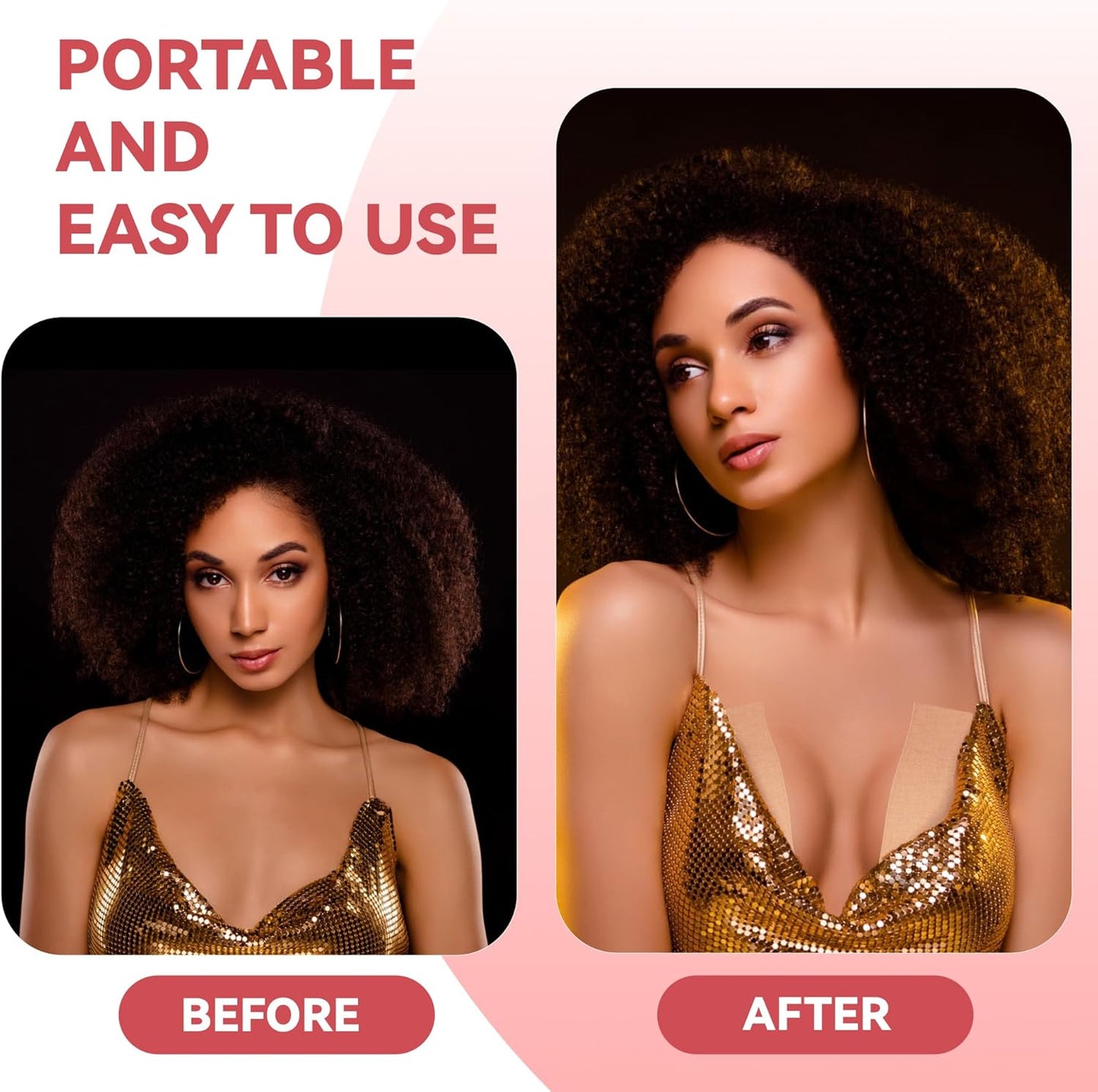 Boob Tape for Breast Lift - 2 Pcs Invisible Body Tape with 10 Pasties | Beige Color