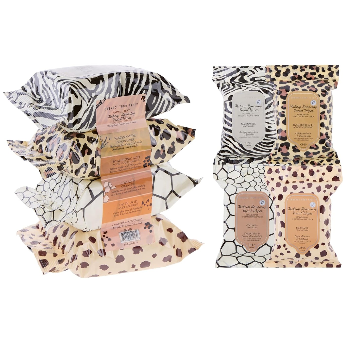 Makeup Removing Facial Wipes - 120pc Variety Pack with Watermelon, Charcoal, Vitamin C & Rose Water | Hydrating & Purifying Towelettes