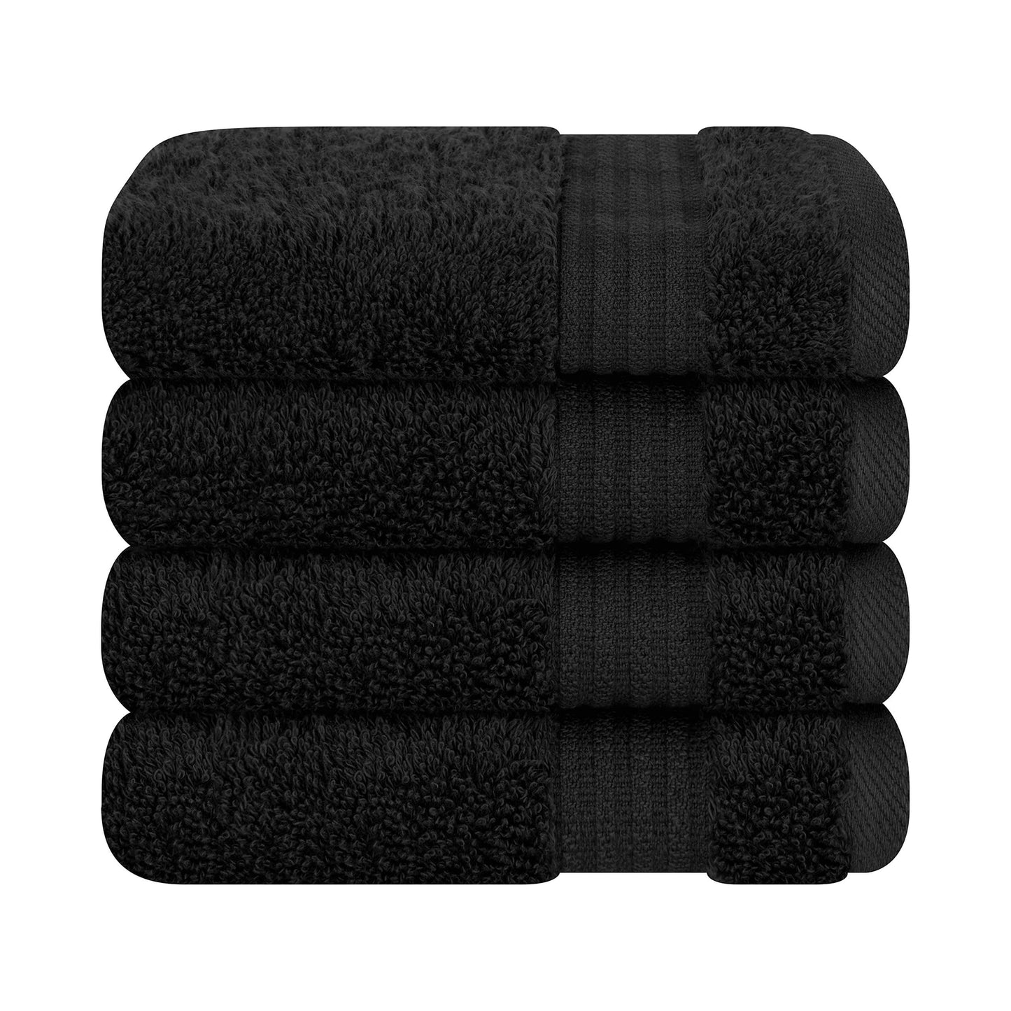 Cotton Paradise 100% Cotton Turkish Towel Set, Soft Absorbent Quick Dry, 4 Piece Washcloth Set, Coal Black