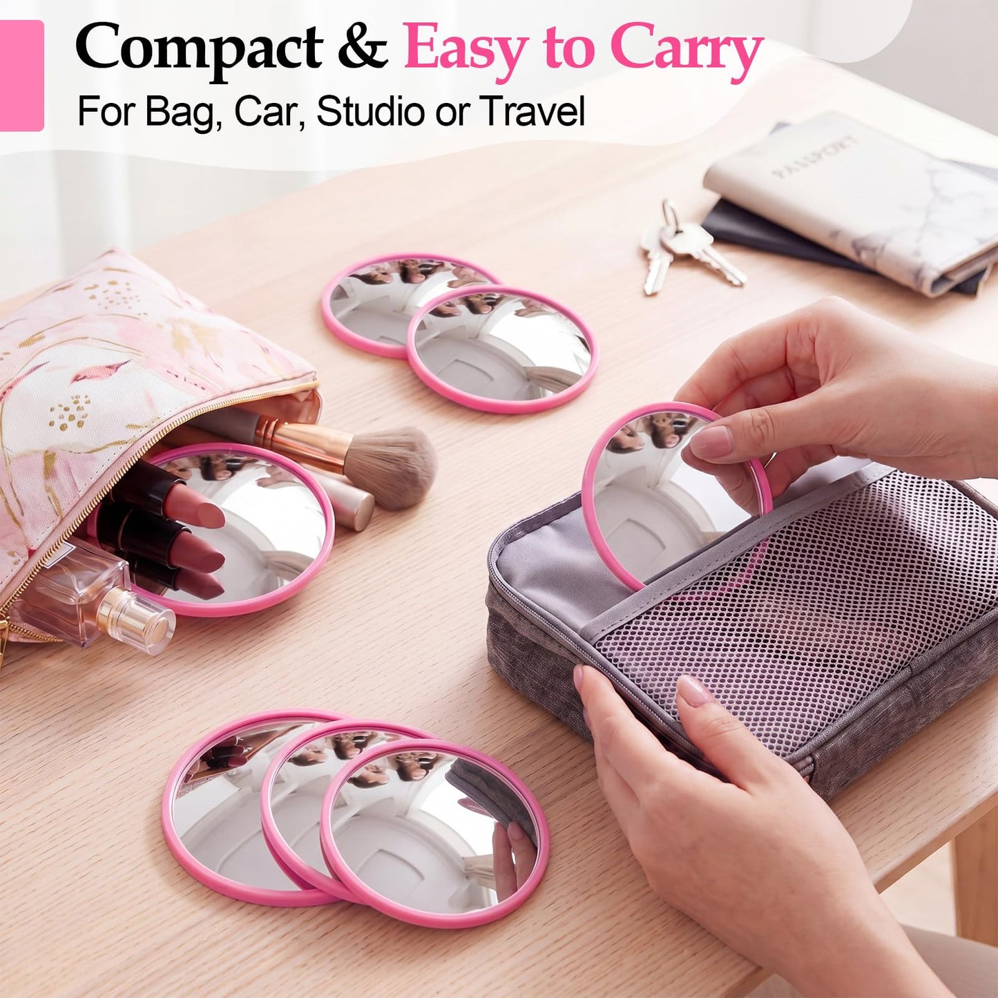 Chumia 12 Pcs Convex Mirror Bulk Handheld 2.95" 3.75" Travel Selfie Small Round Convex Mirror Makeup Touch Back to School for Phone Photos Selfies Outdoor