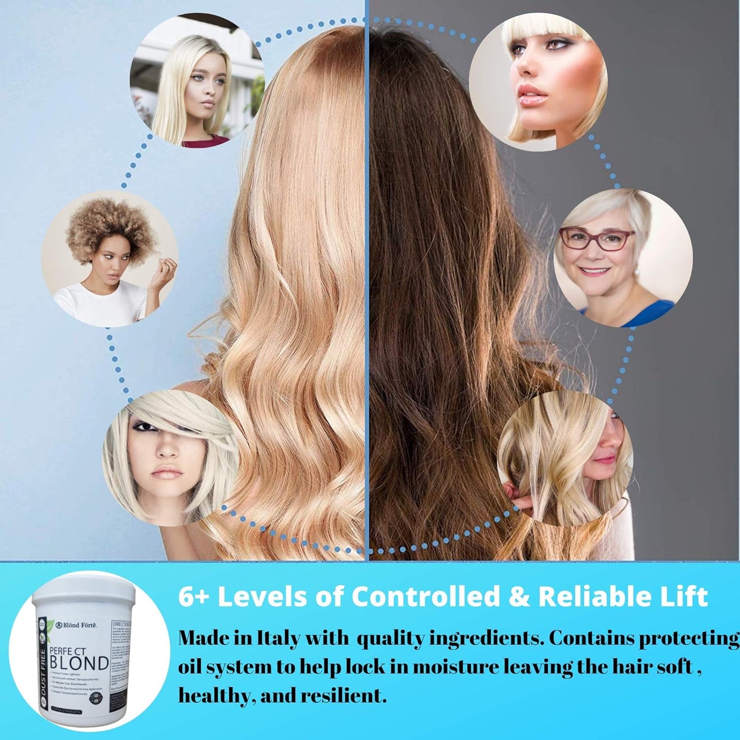 Perfect Blond Extra Strength Hair Dye Toner - 1.1 Pound Tub | Professional Lightener Made in Italy