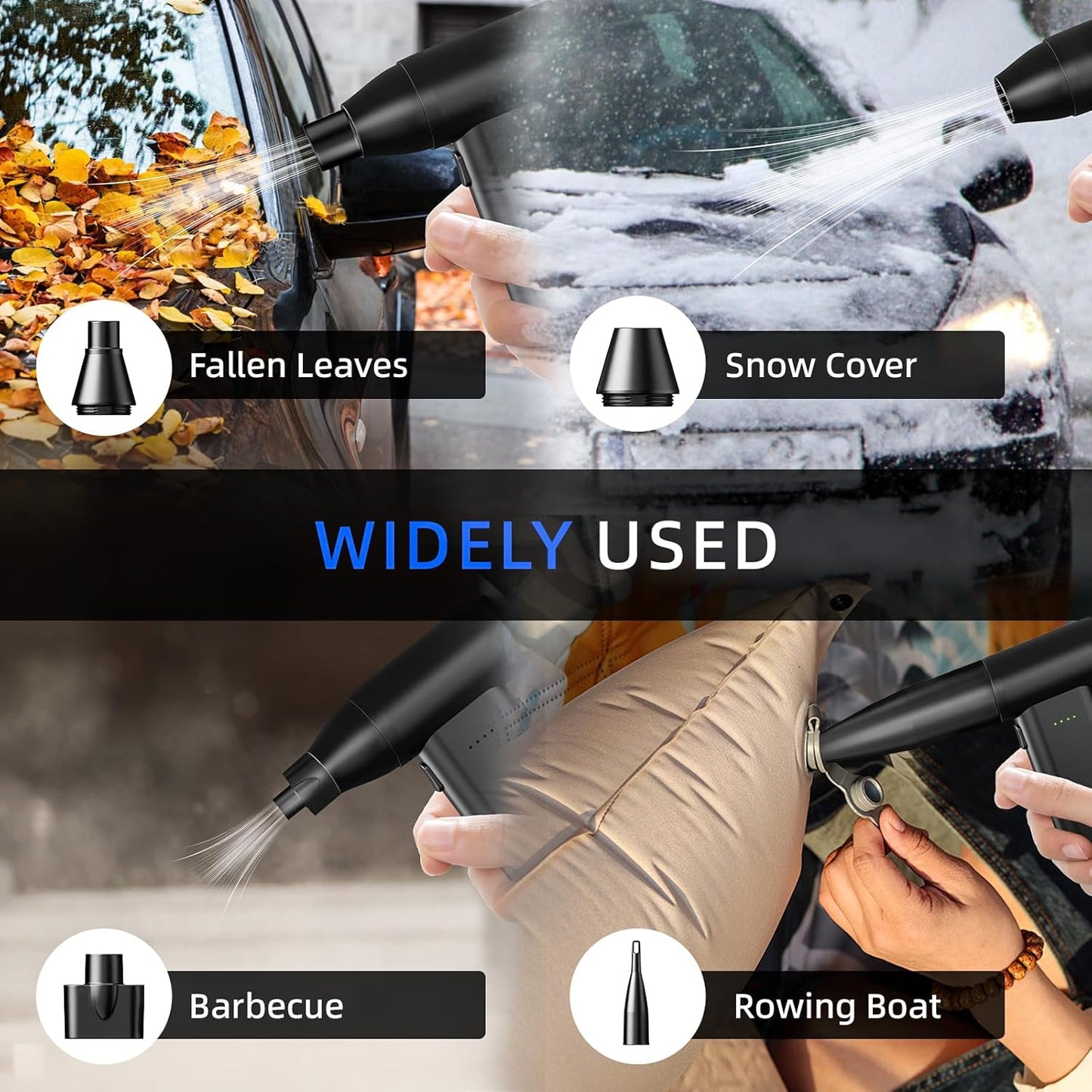 Electric Compressed Air Duster - Cordless Mini Blower & Vacuum Cleaner Kit | 180,000 RPM, 5 Speed, USB-C for PC, Keyboards, Home & Car